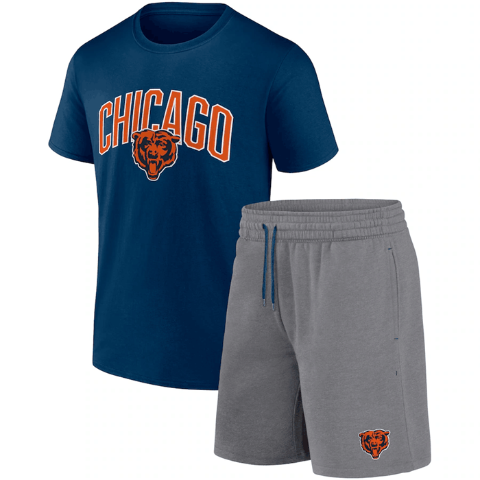 Men's Navy/Heather Gray Chicago Bears Arch T-Shirt & Shorts Combo Set